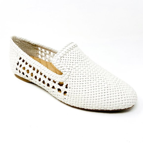 Birdies The Starling White Woven Womens Slip On Vegan Leather Loafers - Picture 2 of 5